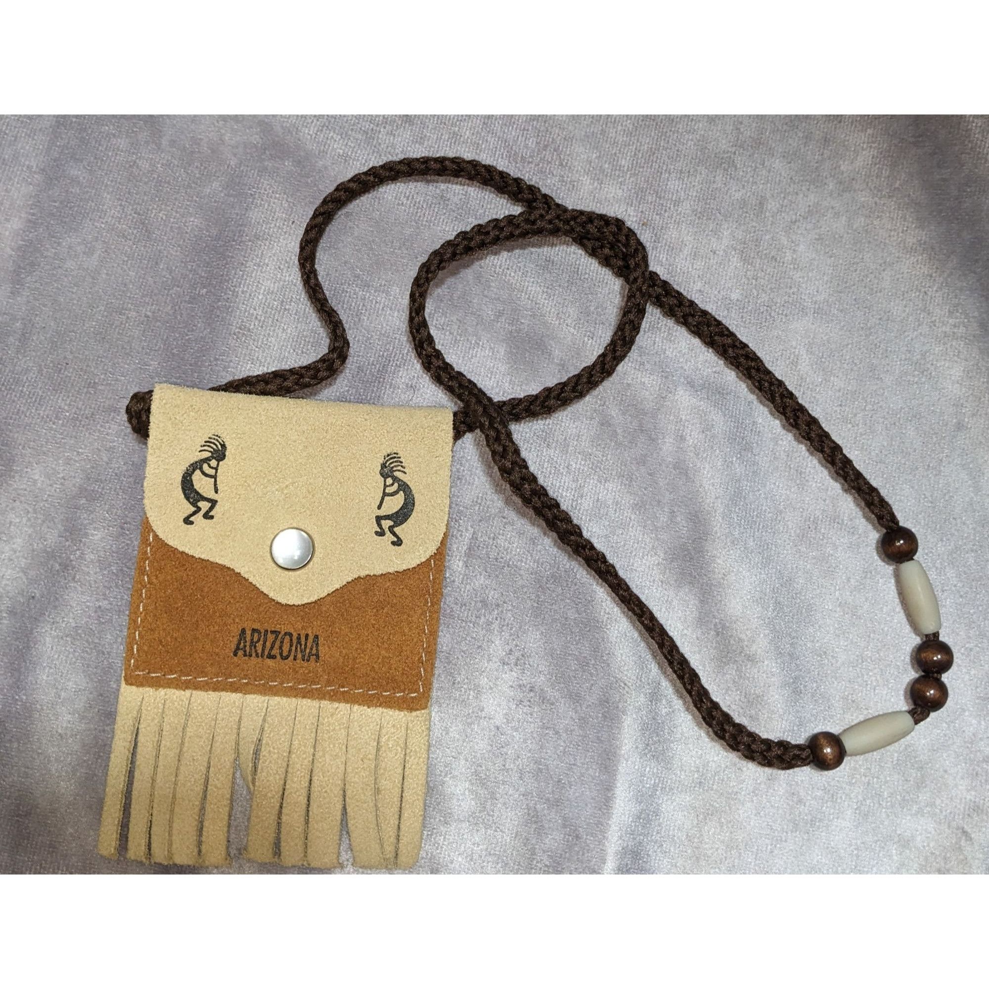 Other Arizona Kokopelli Leather Fringe Pouch Necklace With Beaded Size ONE SIZE - 1 Thumbnail