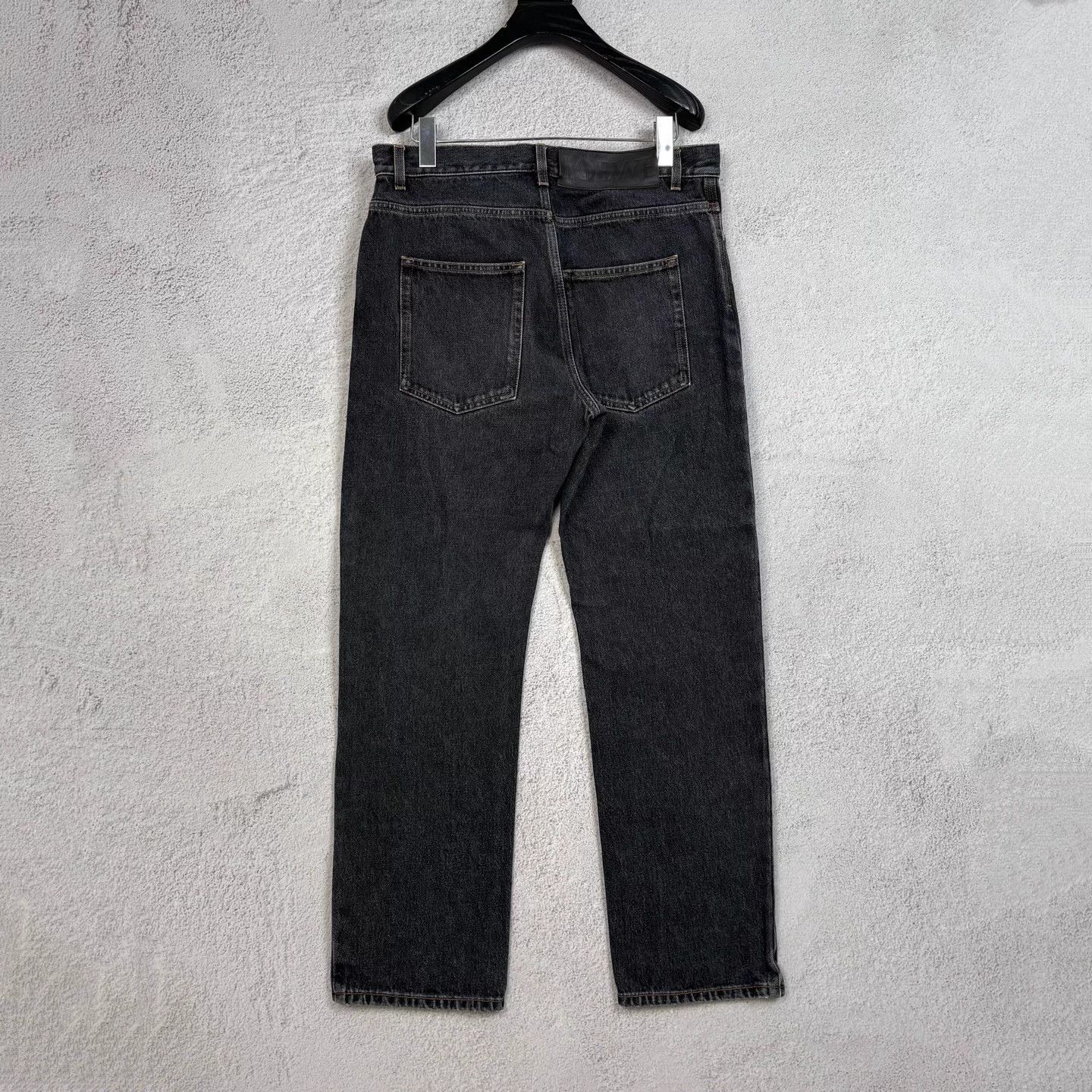 Loewe LOEWE Washed Leather Logo Raw Hem Jeans Men's Black Size US 28 / EU 44 - 2 Thumbnail