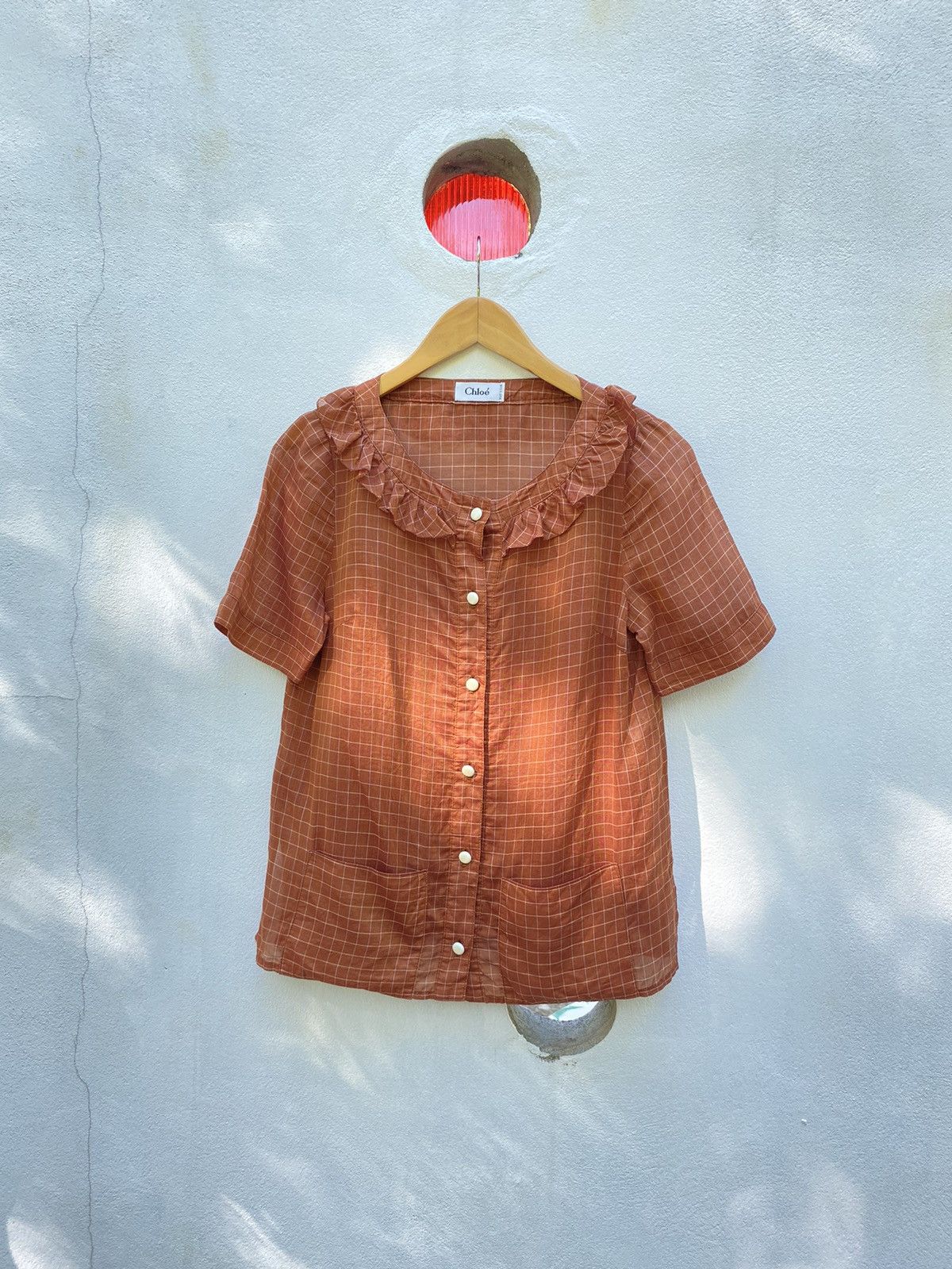 Chloe Chloe Plaid Shirt with Round Neck and Ruffles Size M / US 6-8 / IT 42-44 - 11 Thumbnail