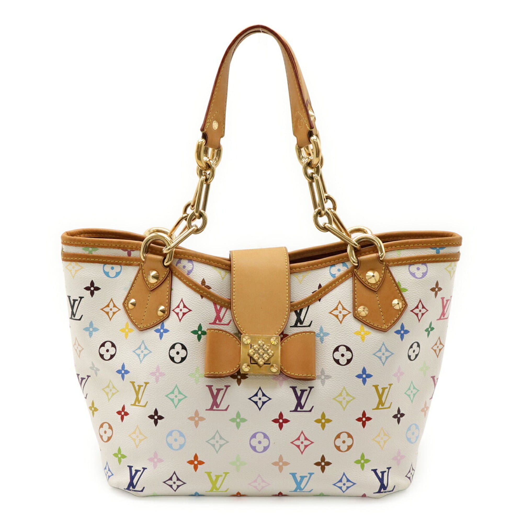 Louis Vuitton LOUIS VUITTON Monogram Multicolore Annie GM Tote Bag, Shoulder Chain Ribbon, Blanc, White, M40303 Size ONE SIZE - 1 Thumbnail