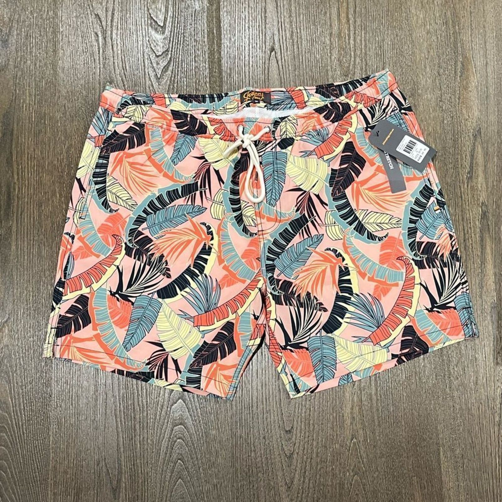 Vintage NWT Johnny Bigg Tropics Stretch Swim Shorts Coral Sz 40/ 1XL Size US 31 - 1 Thumbnail