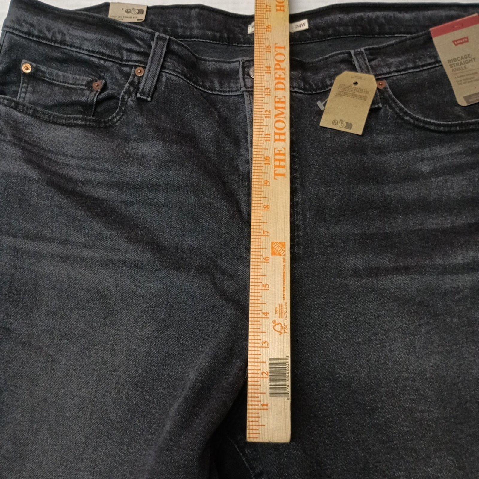 Levi's Levi Strauss Ribcage Straight Button Fly Black Jeans 24W Size 42" / US 20 - 7 Thumbnail