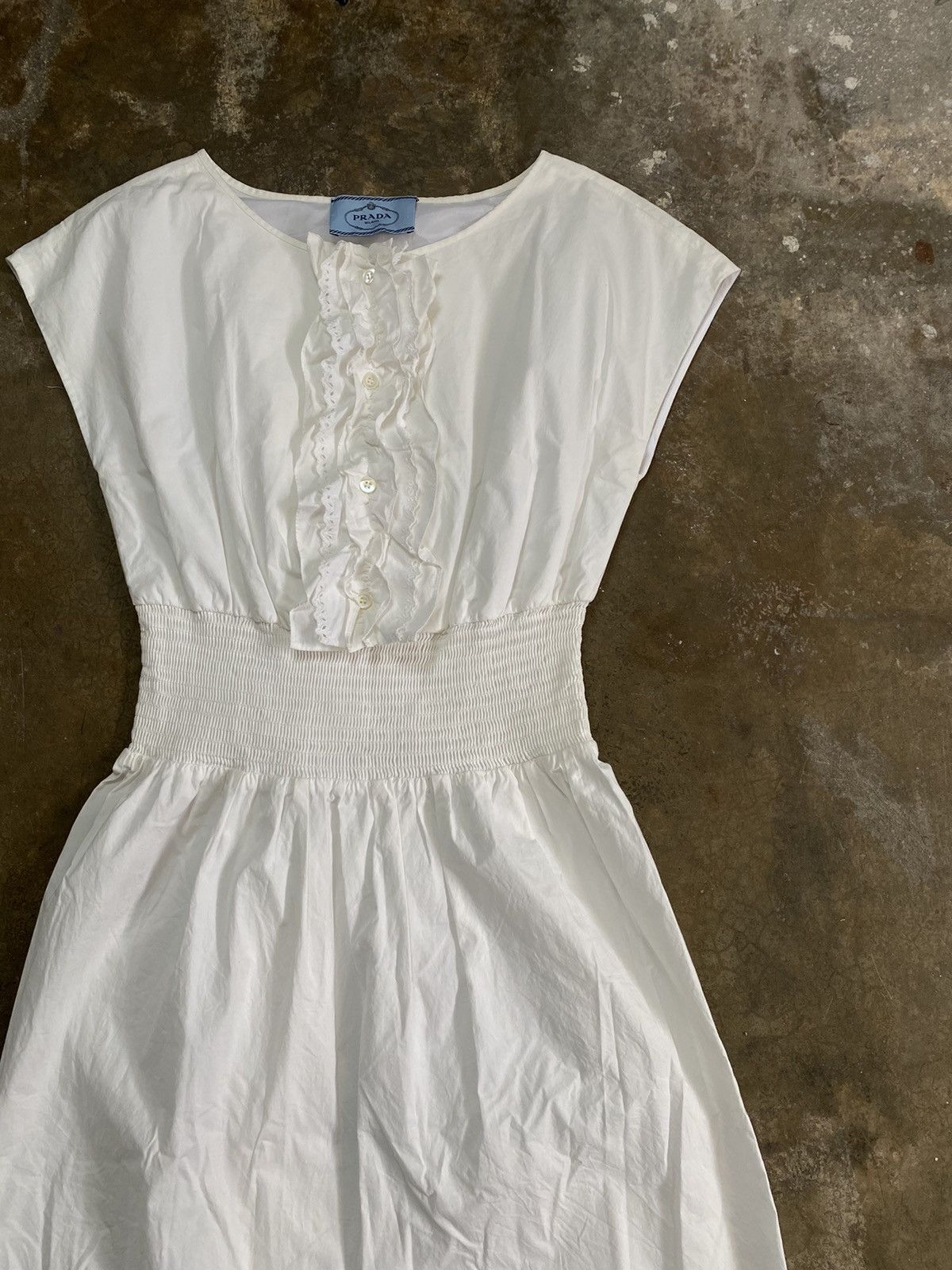 Prada PRADA White Ruffle Front Dress Size XS / US 0-2 / IT 36-38 - 2 Thumbnail