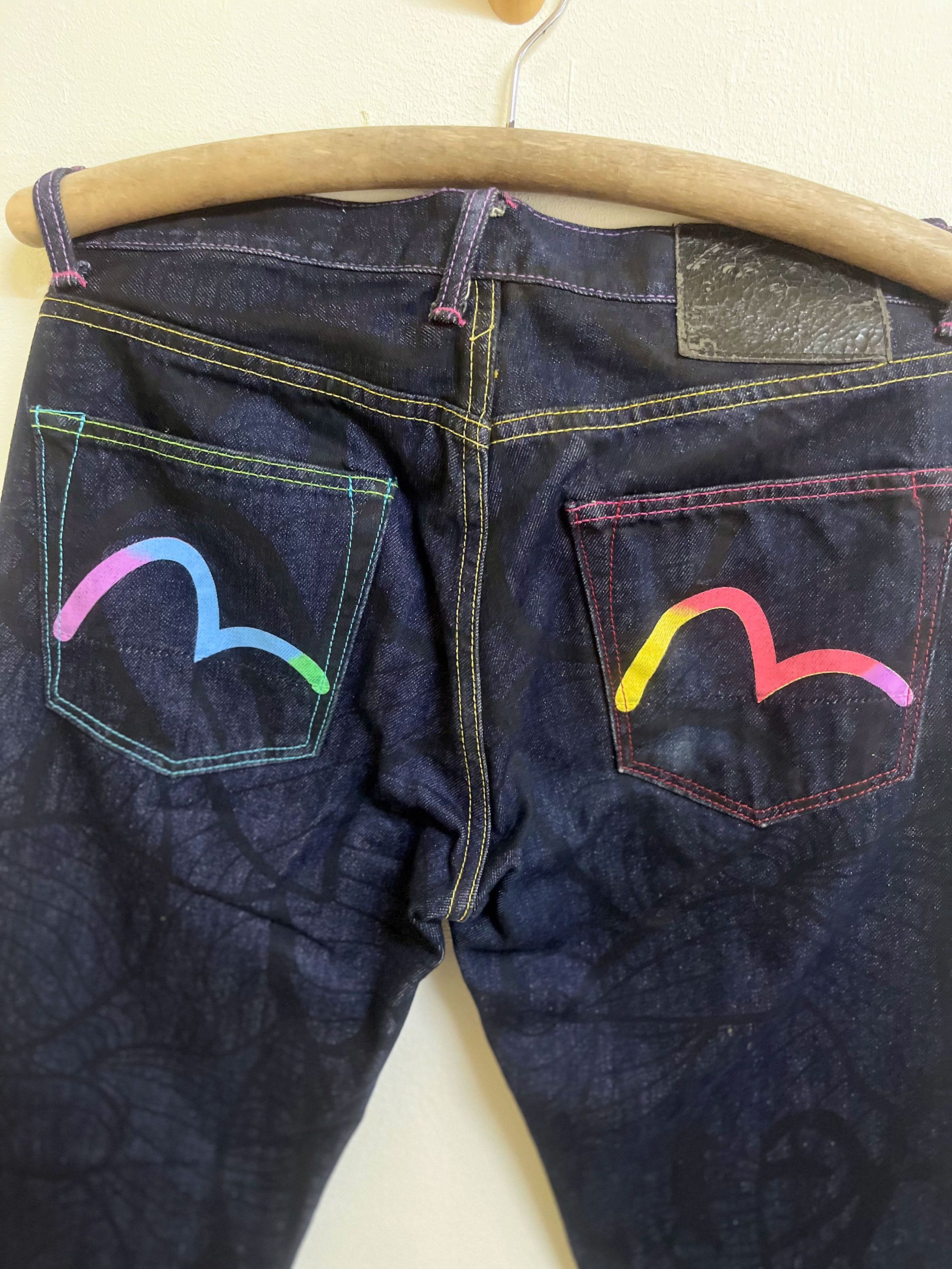 Japanese Brand Evisu Custom Made Tribal Art Jeans Colourful Button Fly Size US 31 - 10 Thumbnail