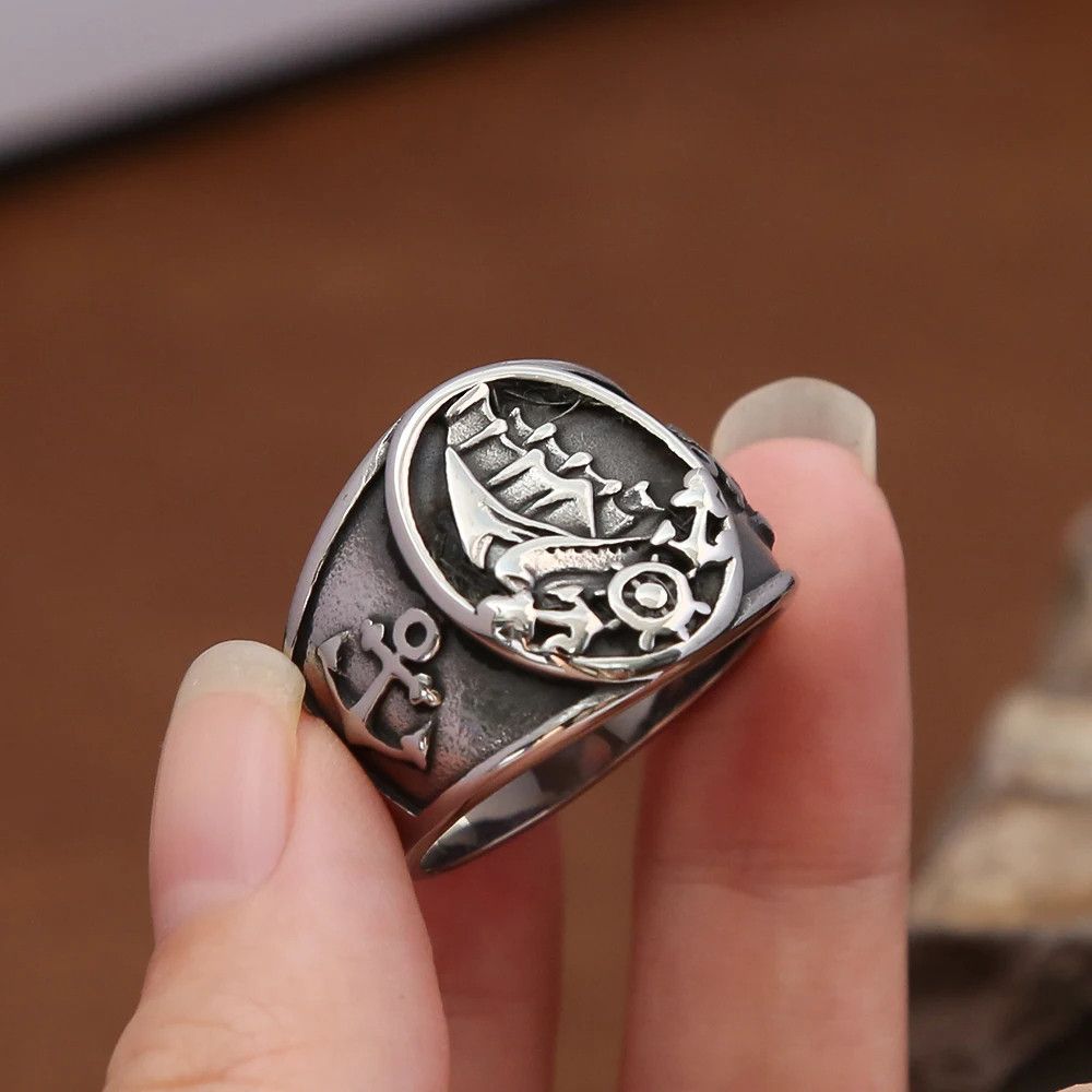 Jewelry Nordic Sailboat Pirate Ring Jewelry Streetwear Fashion Gift Size ONE SIZE - 7 Thumbnail
