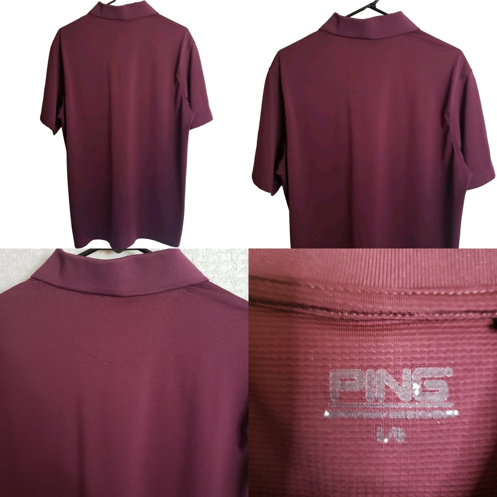 Vintage Ping Sensor Cool Polo Golf Shirt L Men Garnet Maroon U MASS Logo on Chest Short Sleeve Polyester Spandex Breathable Quick Dry Golf Size US L / EU 52-54 / 3 - 8 Thumbnail