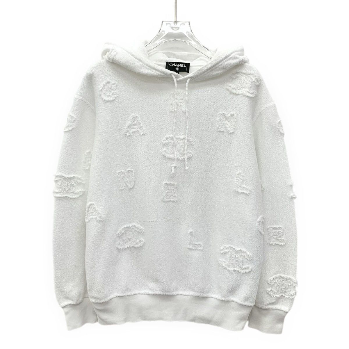 Chanel Chanel White Logo Embroidered Cotton Hooded Sweatshirt K26WX Size XS / US 0-2 / IT 36-38 - 1 Thumbnail