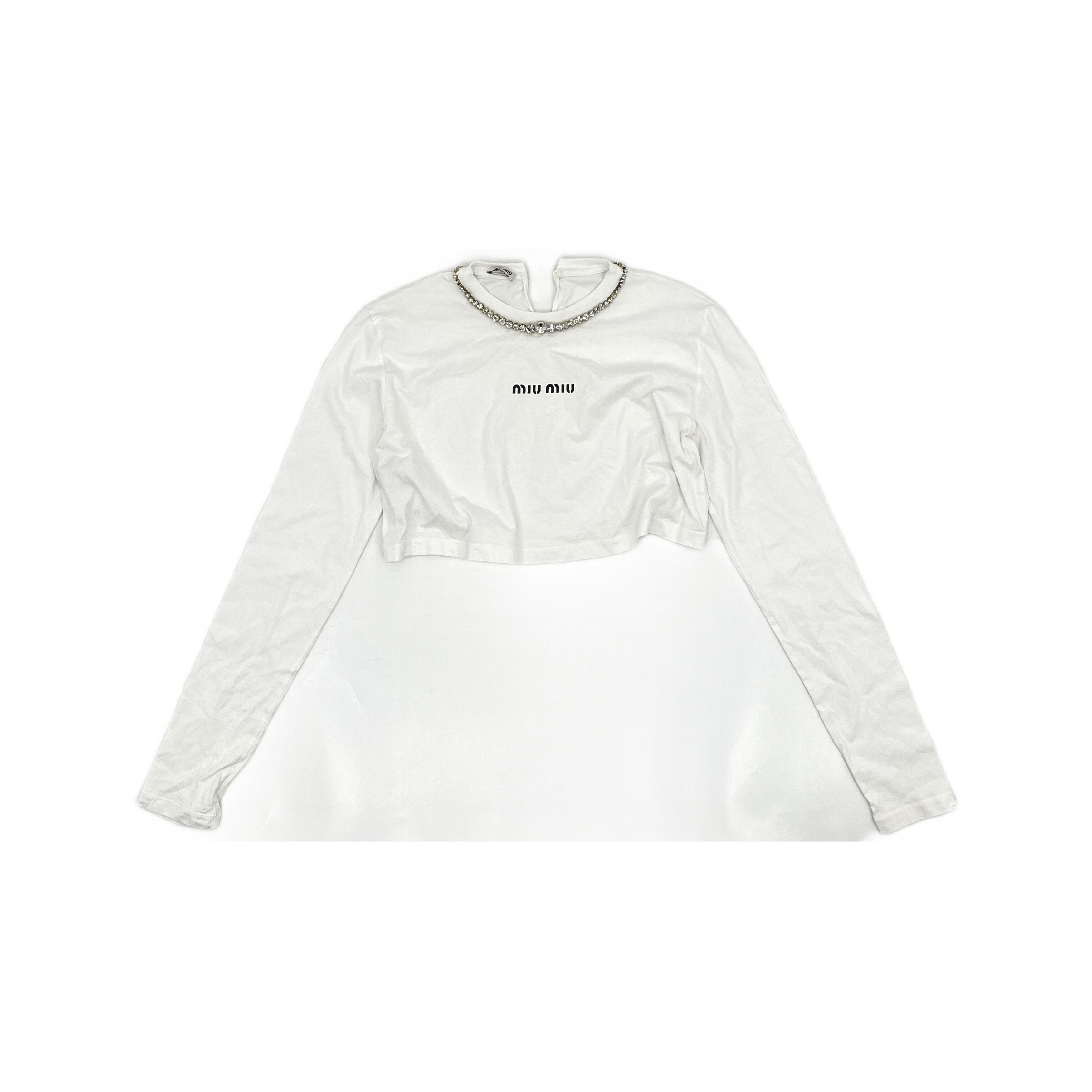 Miu Miu Miu Miu Embroidered Long Sleeve T-Shirt Size S Size S / US 4 / IT 40 - 1 Thumbnail