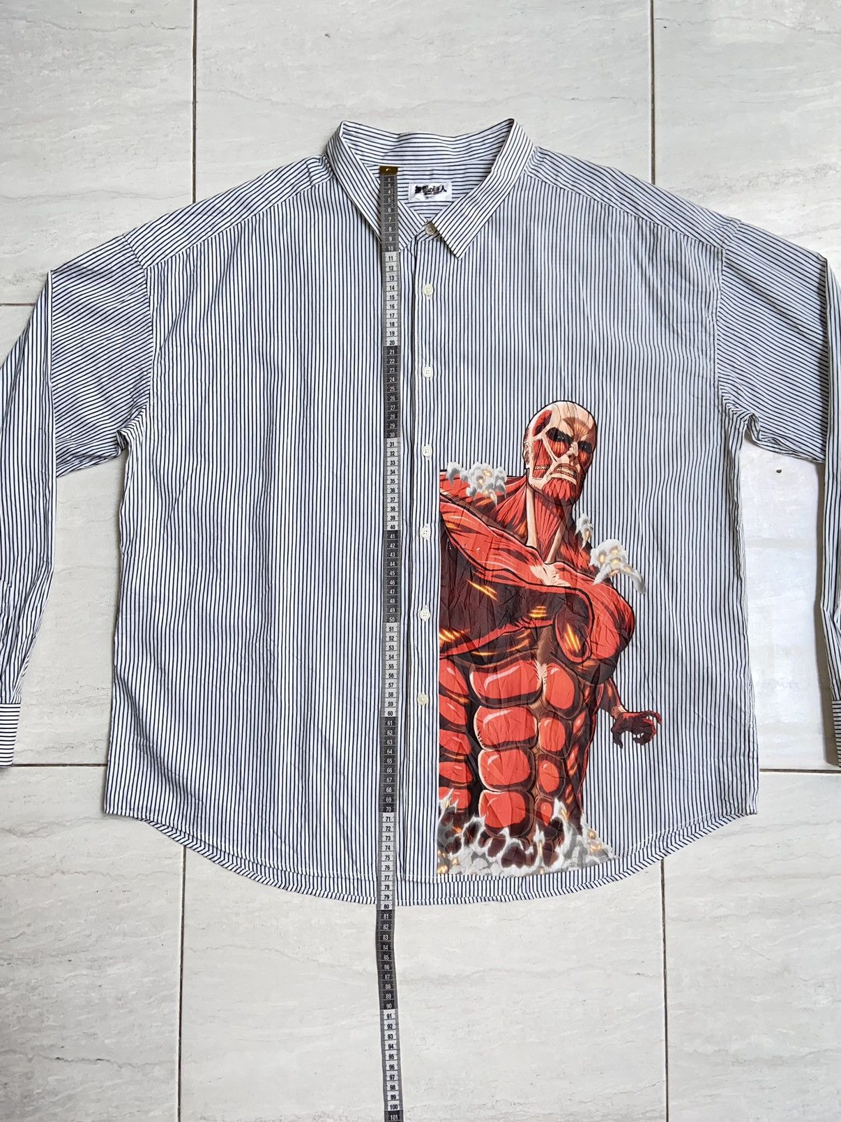 Designer × Japanese Brand Attack on Titan Anime Manga Japan Striped Shirt Size US XXL / EU 58 / 5 - 2 Thumbnail