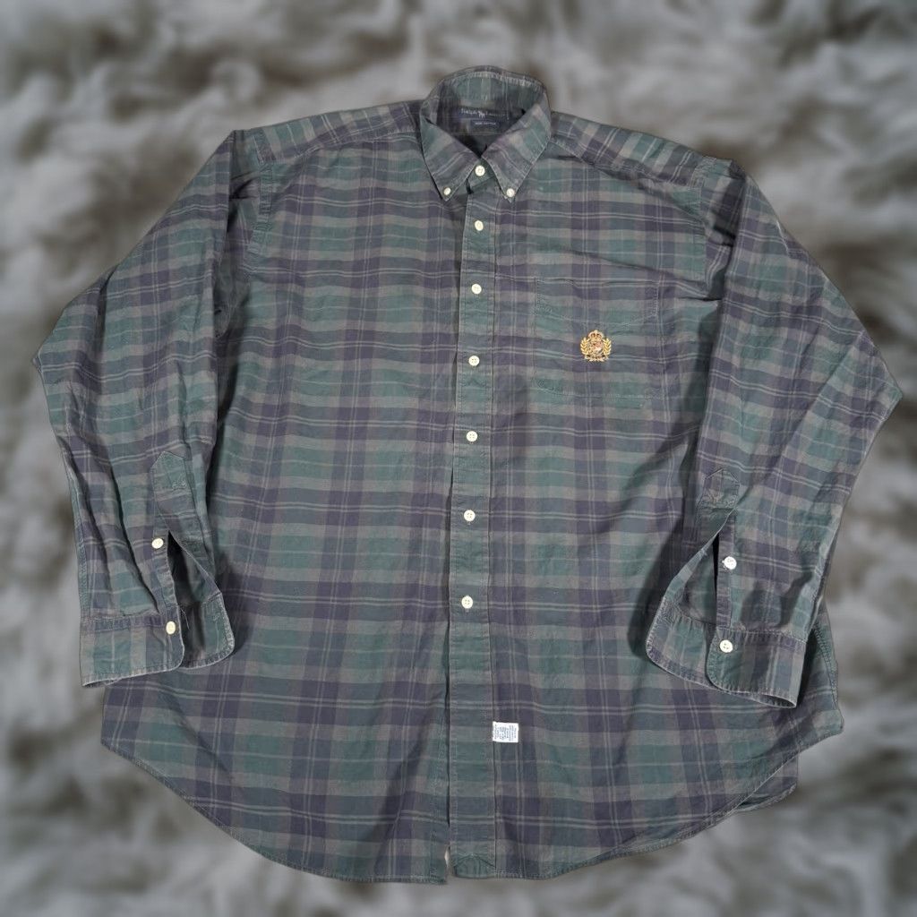 Polo Ralph Lauren VINTAGE Polo Ralph Lauren Shirt Plaid Button-Down XL Blue Mens Classic 90s Preppy Logo Crest Size US XL / EU 56 / 4 - 1 Thumbnail