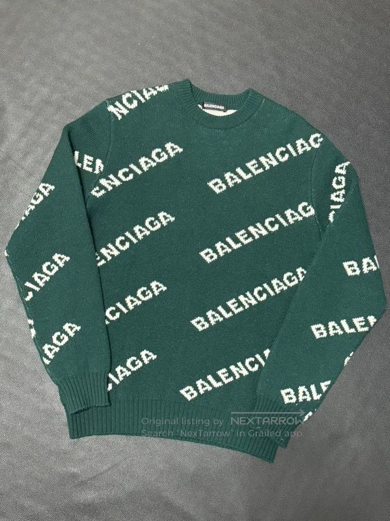 Balenciaga Letter Embroidered Round Neck Long Sleeve Sweat