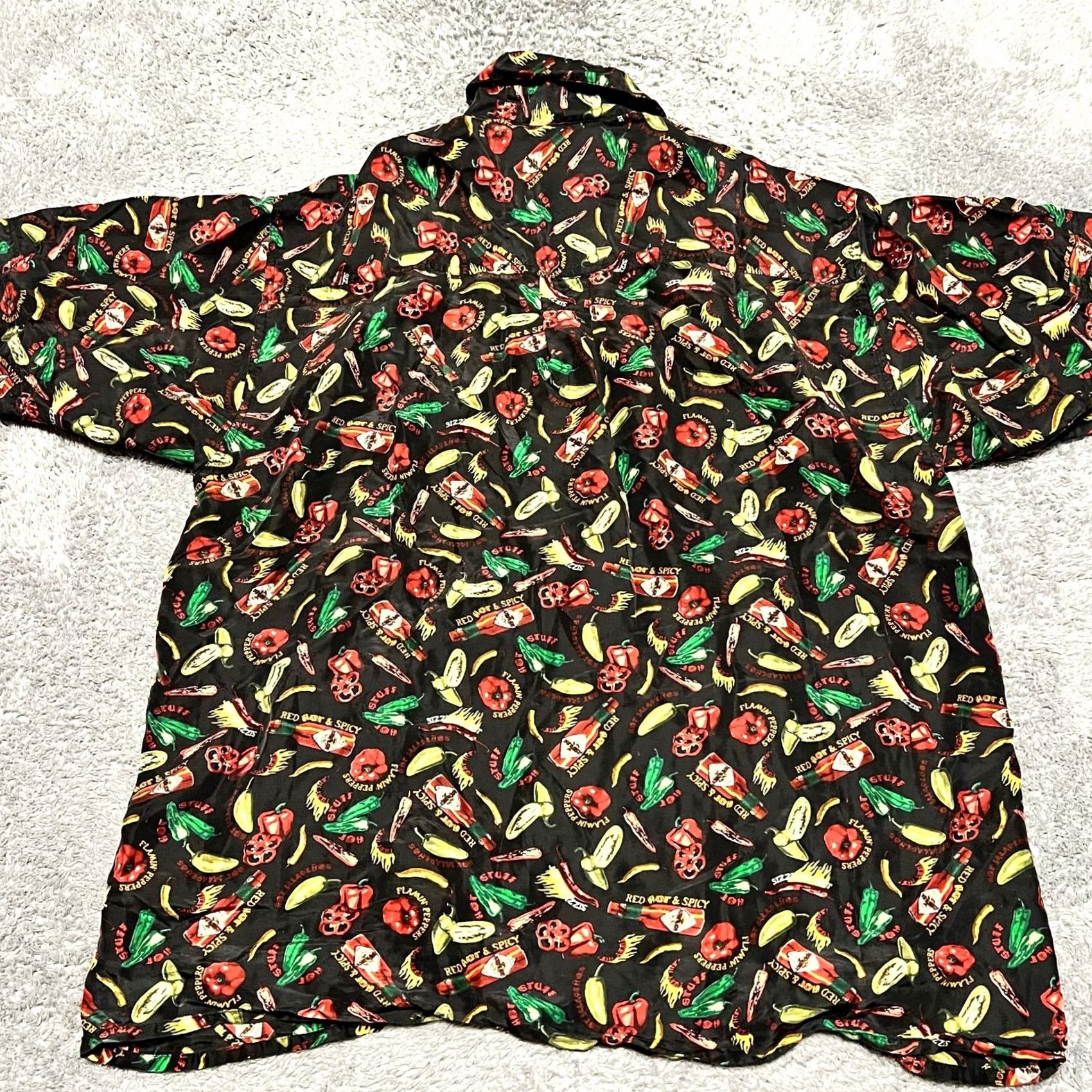 Vintage VINTAGE Addiction Shirt Mens Medium Short Sleeve Button Silk Hot Sauce Pepper Black M Mens Size US M / EU 48-50 / 2 - 3 Thumbnail