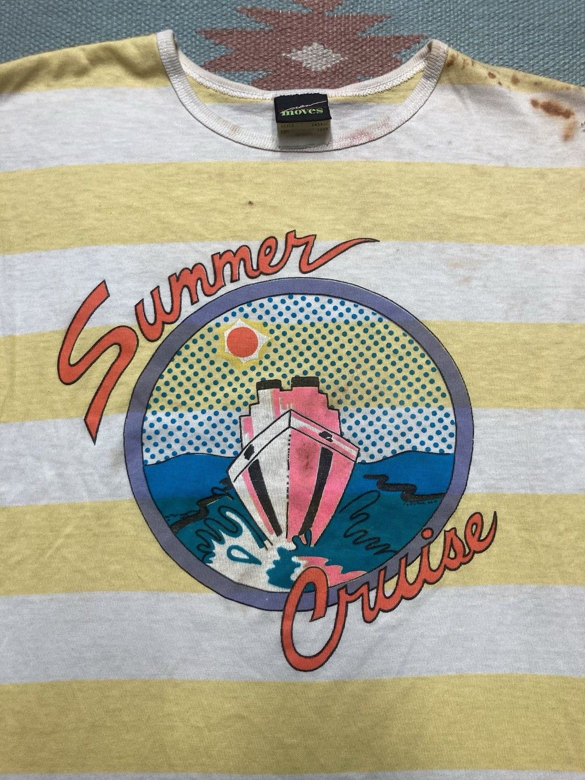 Vintage 80s striped t shirt Summer cruise distressed grunge boxy M Size US M / EU 48-50 / 2 - 2 Thumbnail
