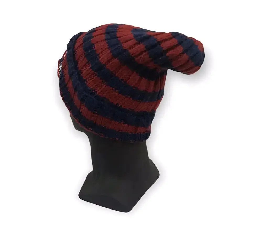 Japanese Brand × Vintage Japanese Brand Back Number Striped Design Knit Snowcap Hat Size ONE SIZE - 3 Thumbnail