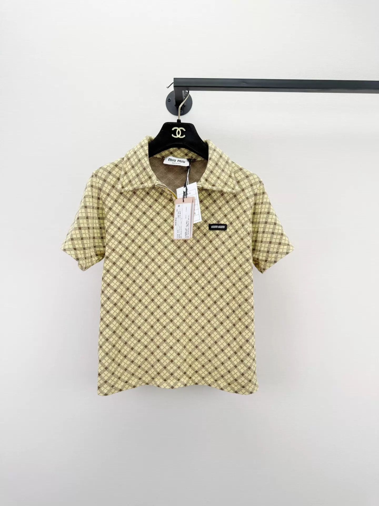 Miu Miu MIU MIU Checkered Short Sleeve Polo Shirt 42 NEW With Tags Size M / US 6-8 / IT 42-44 - 1 Thumbnail