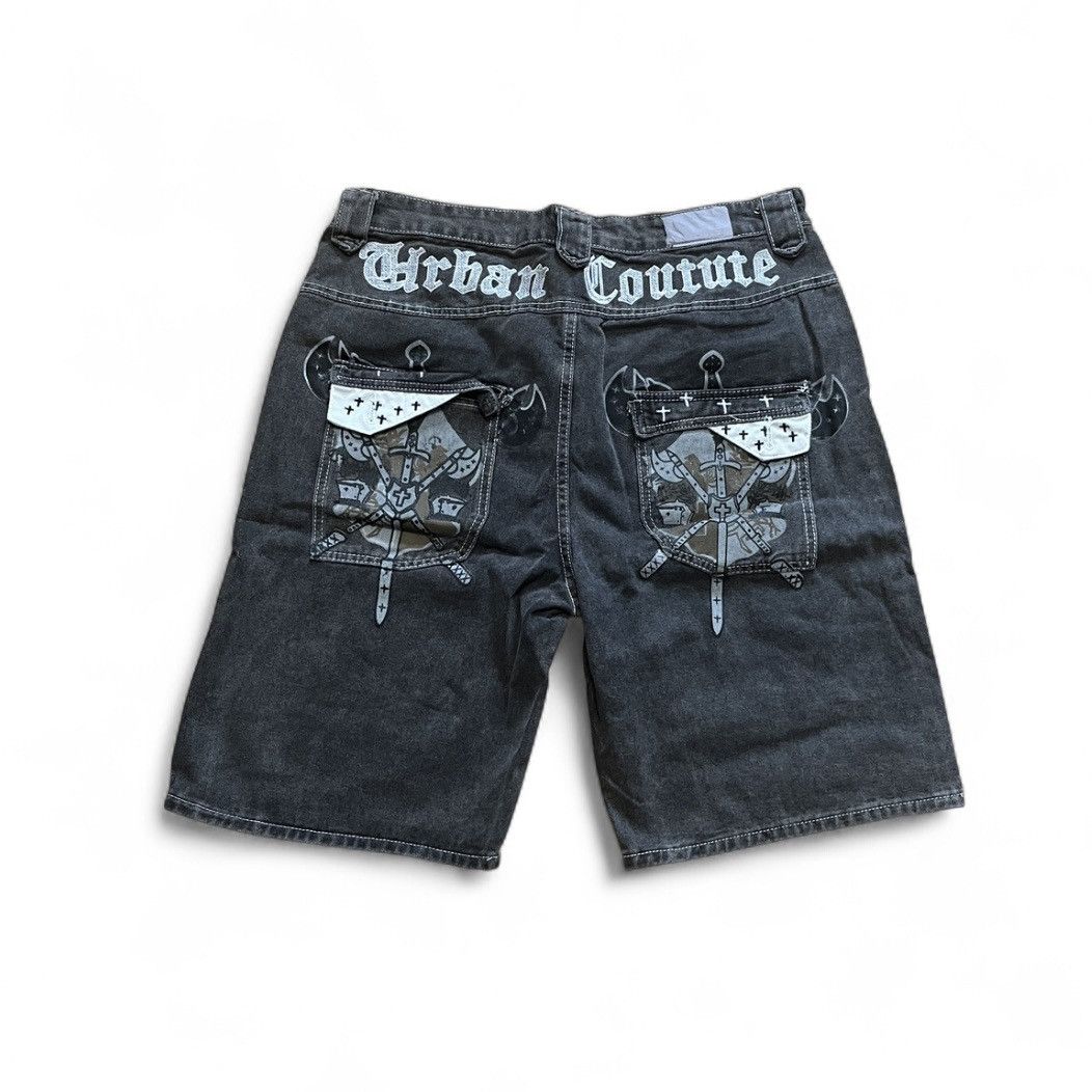 Retro urban hip-hop Sword Goth Denim Streetwear Jorts King