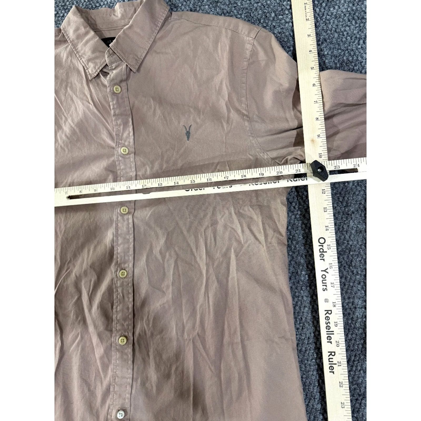Allsaints AllSaints Button-Up Shirt Mens M Beige Long Sleeve Slim Fit Casual Size US M / EU 48-50 / 2 - 5 Thumbnail