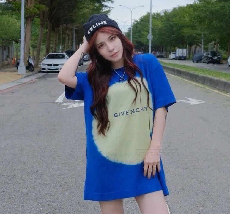 Givenchy Givenchy Dark Blue Tie-Dye Logo Letter Print Cotton Crewne Size US L / EU 52-54 / 3 - 9 Thumbnail