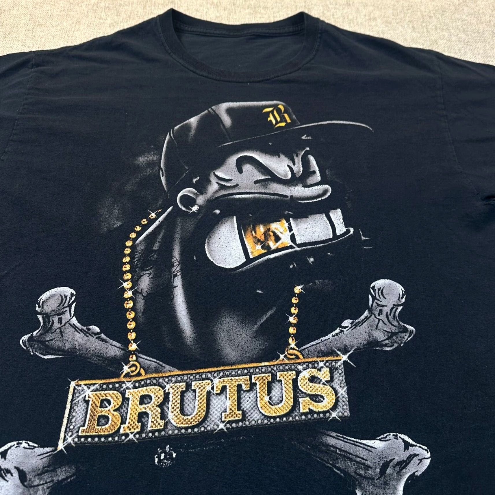 J Brand Brutus Gold Tooth Men's Medium Licensed Popeye Thug Villain Cross Bones Y2K Tee Size US M / EU 48-50 / 2 - 5 Thumbnail