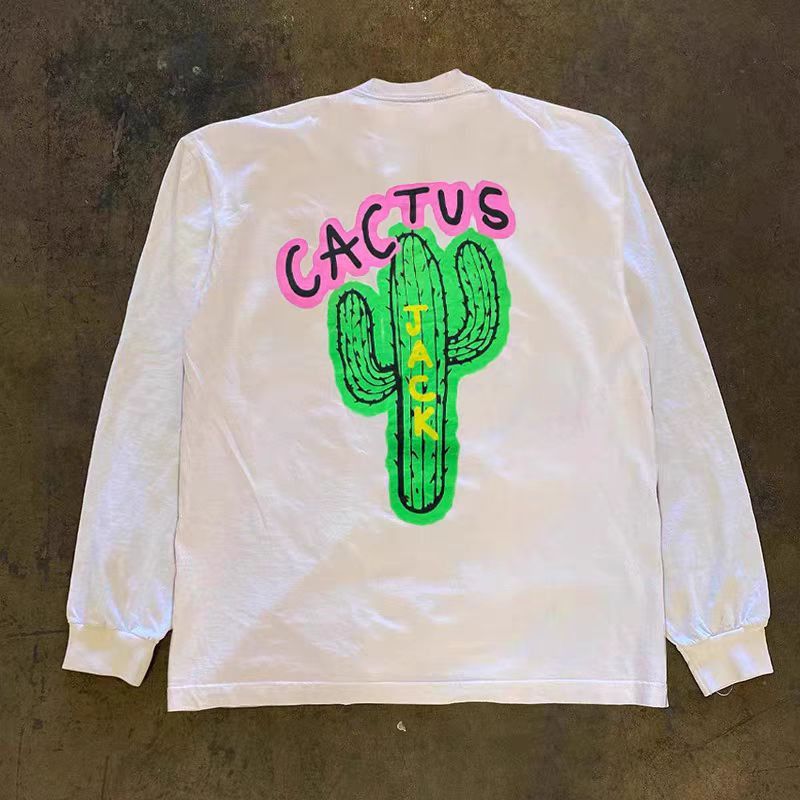 Vintage White casual loose retro cactus print long sleeve t-shirt Size US M / EU 48-50 / 2 - 1 Thumbnail