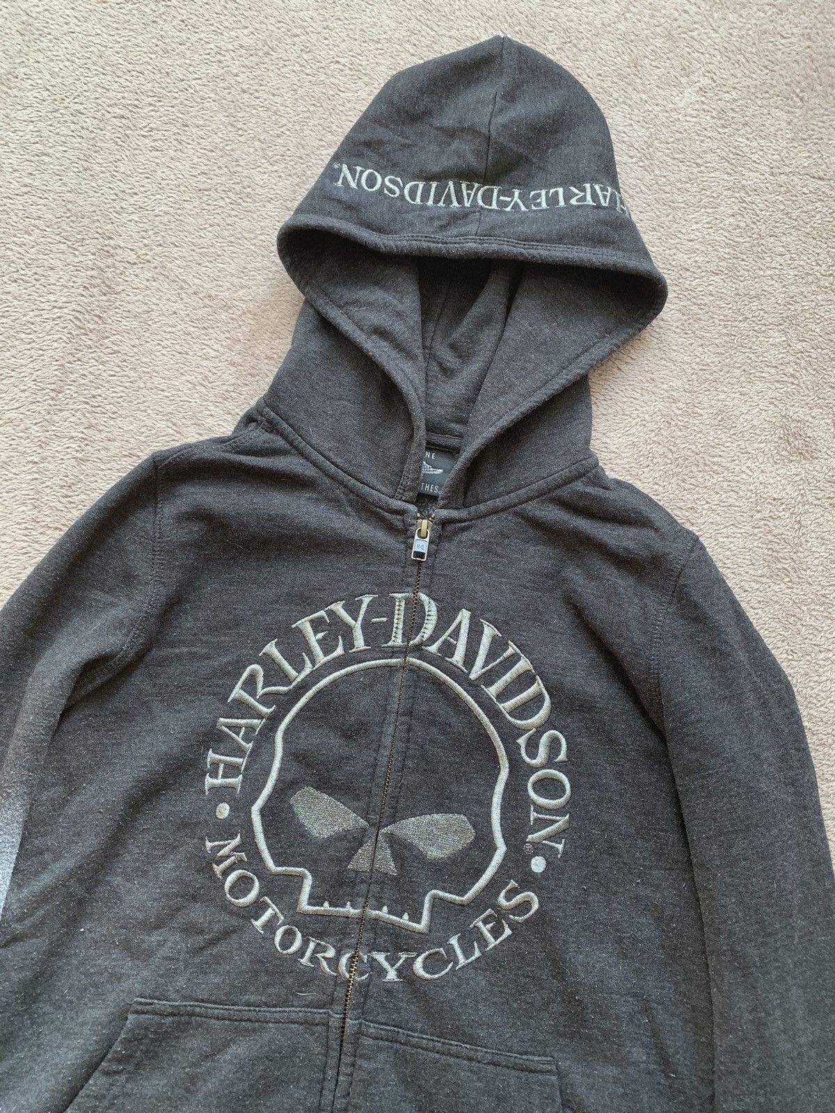 Vintage Harley Davidson Skull Y2K Faded Zip Hoodie grunge punk lgb Size US S / EU 44-46 / 1 - 2 Thumbnail