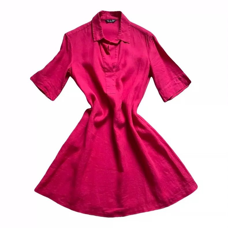 LoroPiana Red Linen Shirt Dress