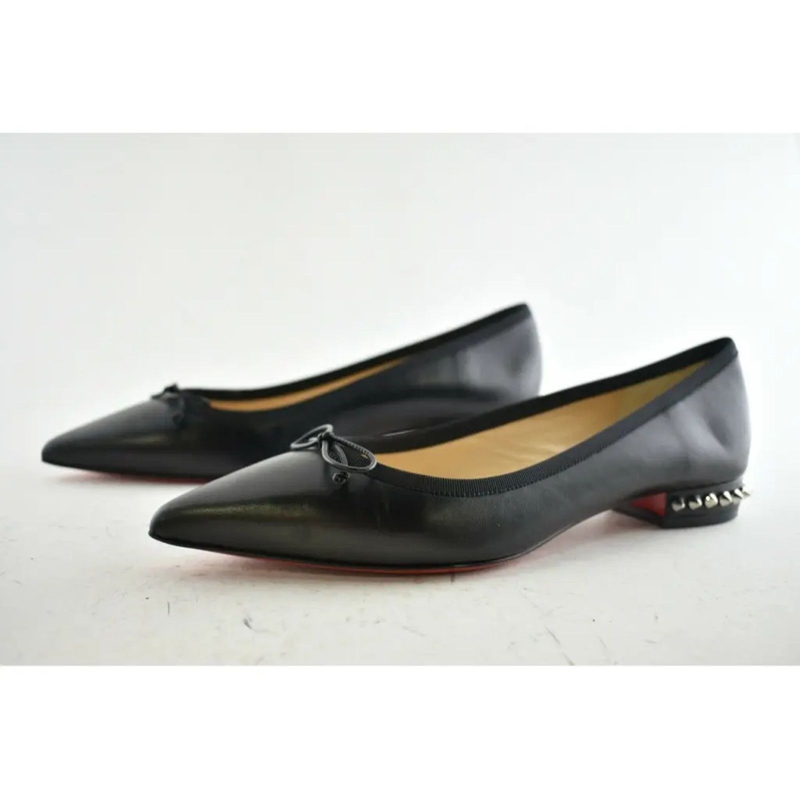 Christian Louboutin Christian Louboutin Hall Flat Black Leather Spike Pointed Size US 7.5 / IT 37.5 - 9 Thumbnail