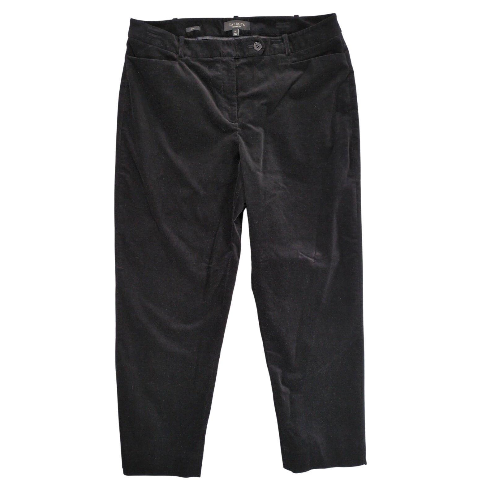 Other Talbots Curvy Women's 14 Black Velvet Velour Casual Pants Size 36" / US 14 / IT 50 - 1 Thumbnail
