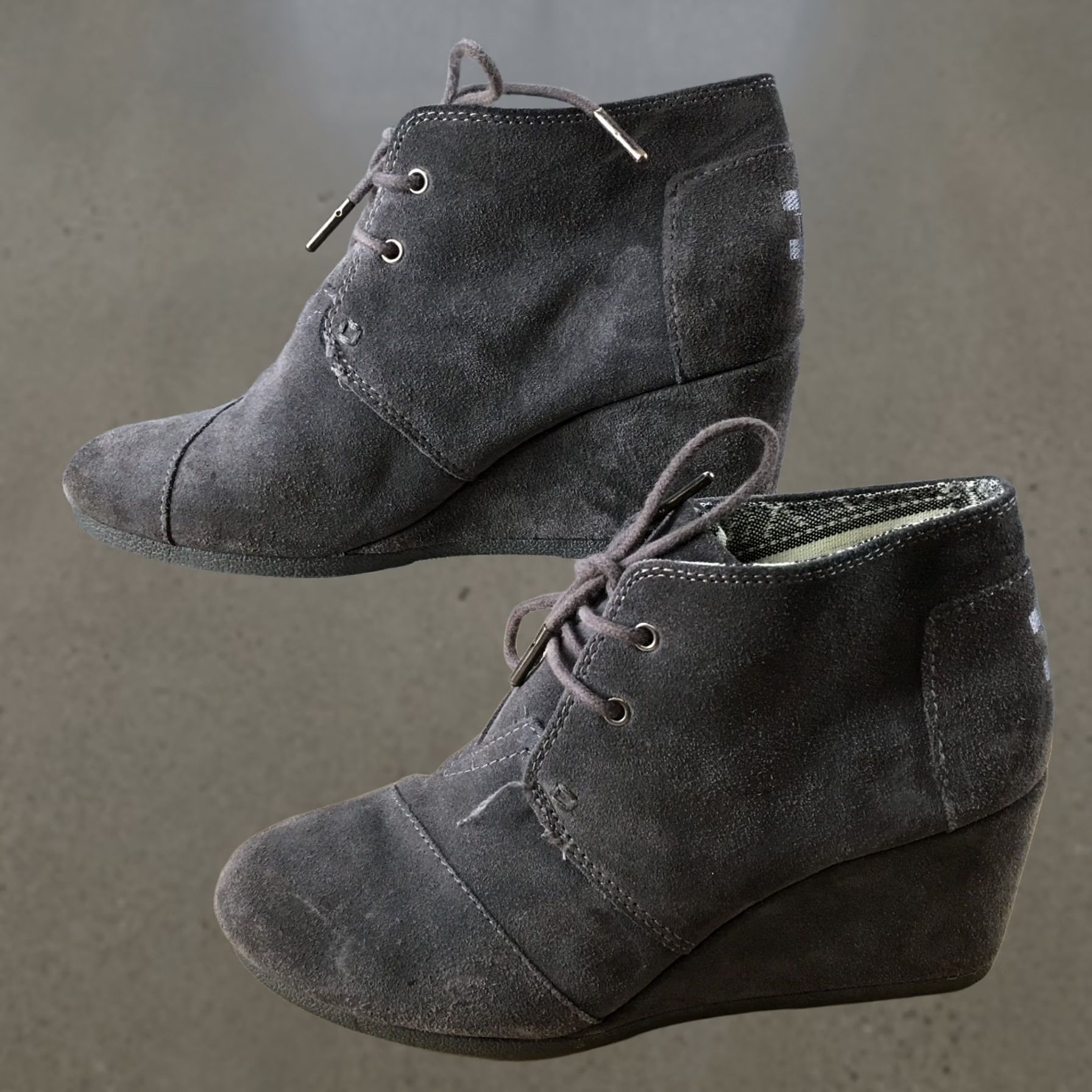 Toms TOMS Boots Womens 8 Desert Gray Lace Up Ankle Top Casual Comfort Wedge Size M / US 6-8 / IT 42-44 - 1 Thumbnail