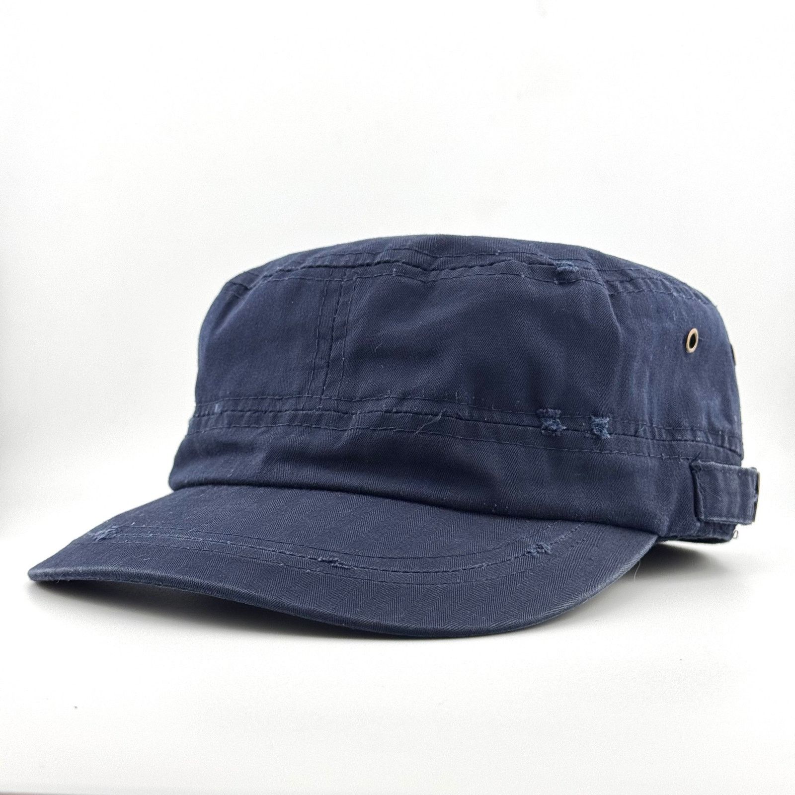 Japanese Brand Navy Blank Distressed Military Work Vintage Hat Patrol Cap Size ONE SIZE - 2 Thumbnail