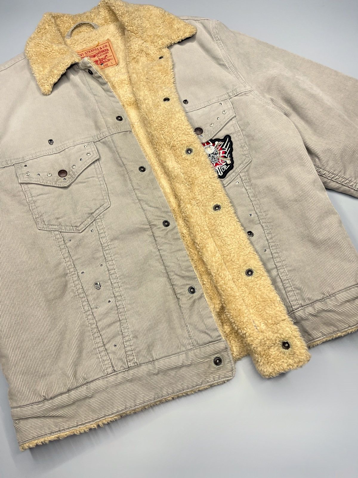 Designer × Levi's Levis Sherpa Skull Velvet Jacket Size US L / EU 52-54 / 3 - 13 Thumbnail