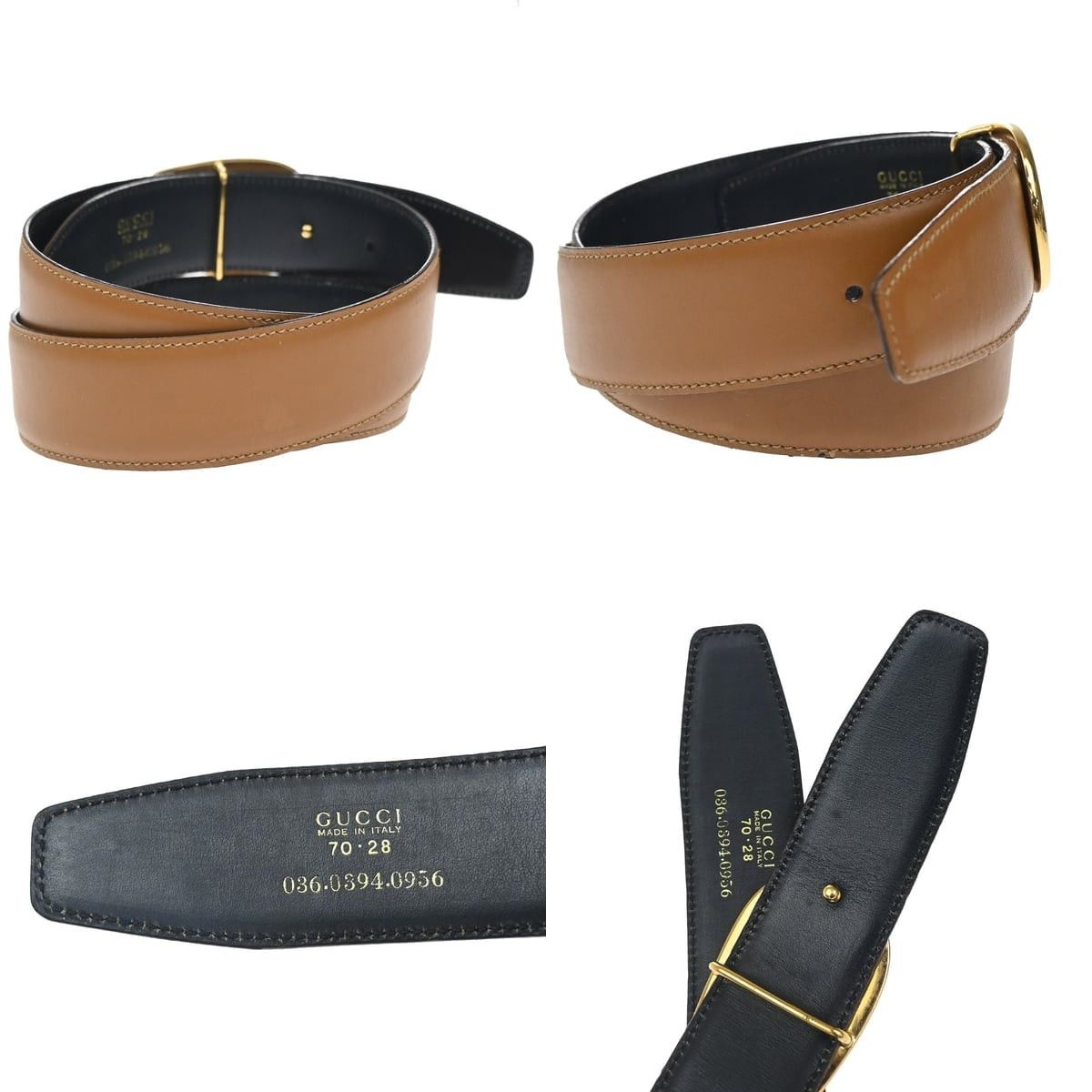 Gucci Gucci Leather Vintage Interlocking G Reversible Belt Brown Size ONE SIZE - 3 Thumbnail
