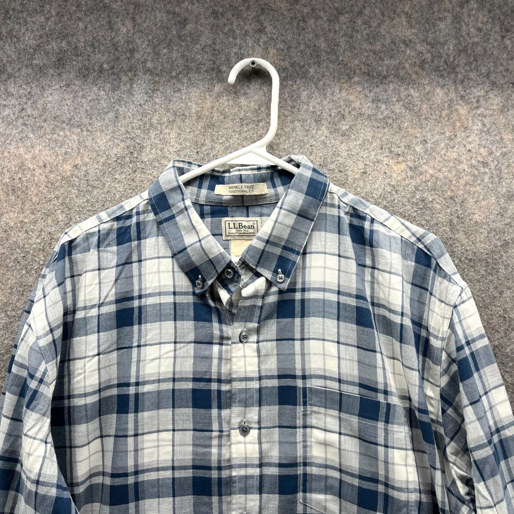 Vintage VINTAGE? No — LL Bean Shirt Men XL White Blue Traditional Tall Button Up Plaid Wrinkle Plaid Size US XL / EU 56 / 4 - 5 Thumbnail