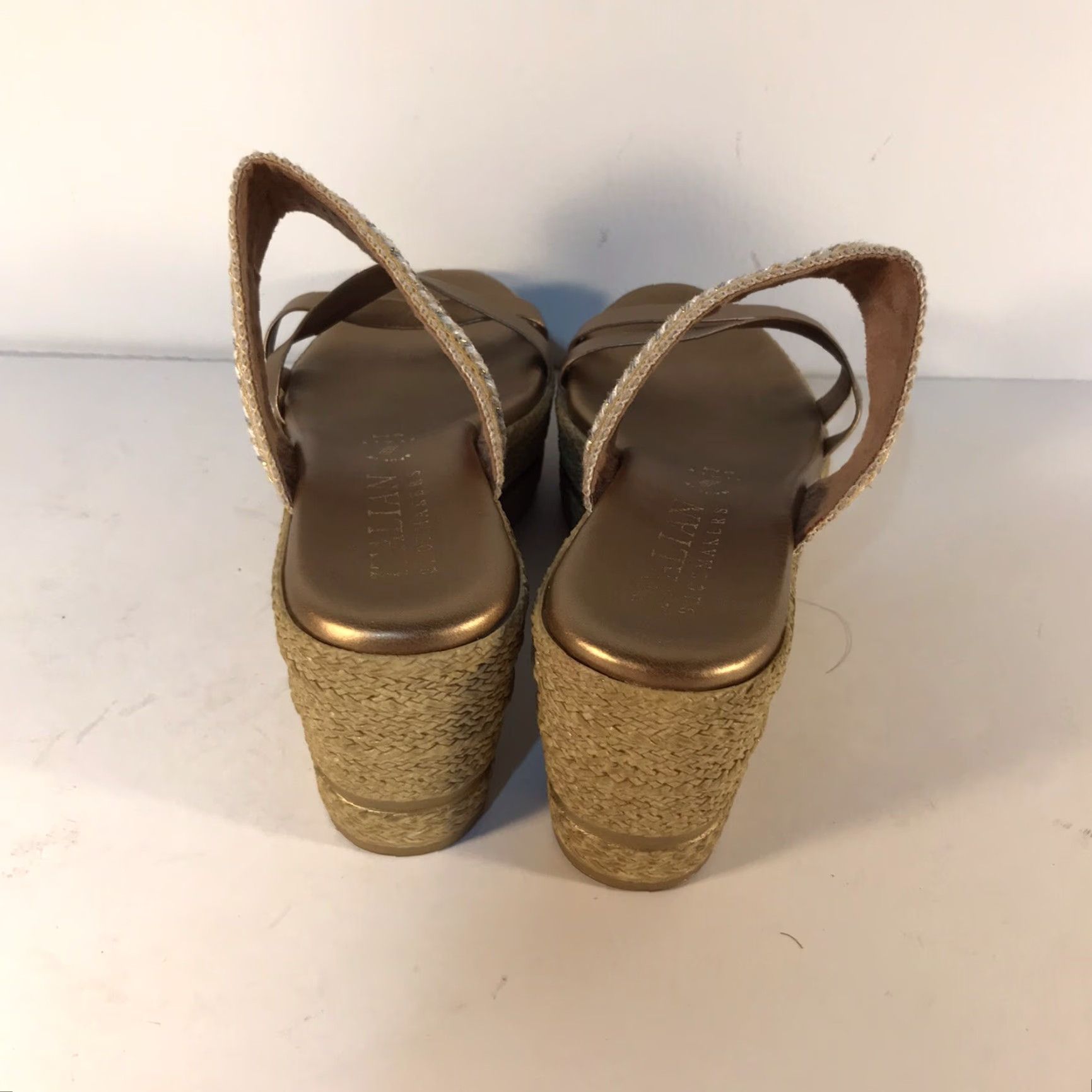 Vintage Italian Shoemakers Women's Wedge Slides Size 8M Gold Beaded Sequin Casual Sandals Italy Size US 8 / IT 38 - 4 Thumbnail
