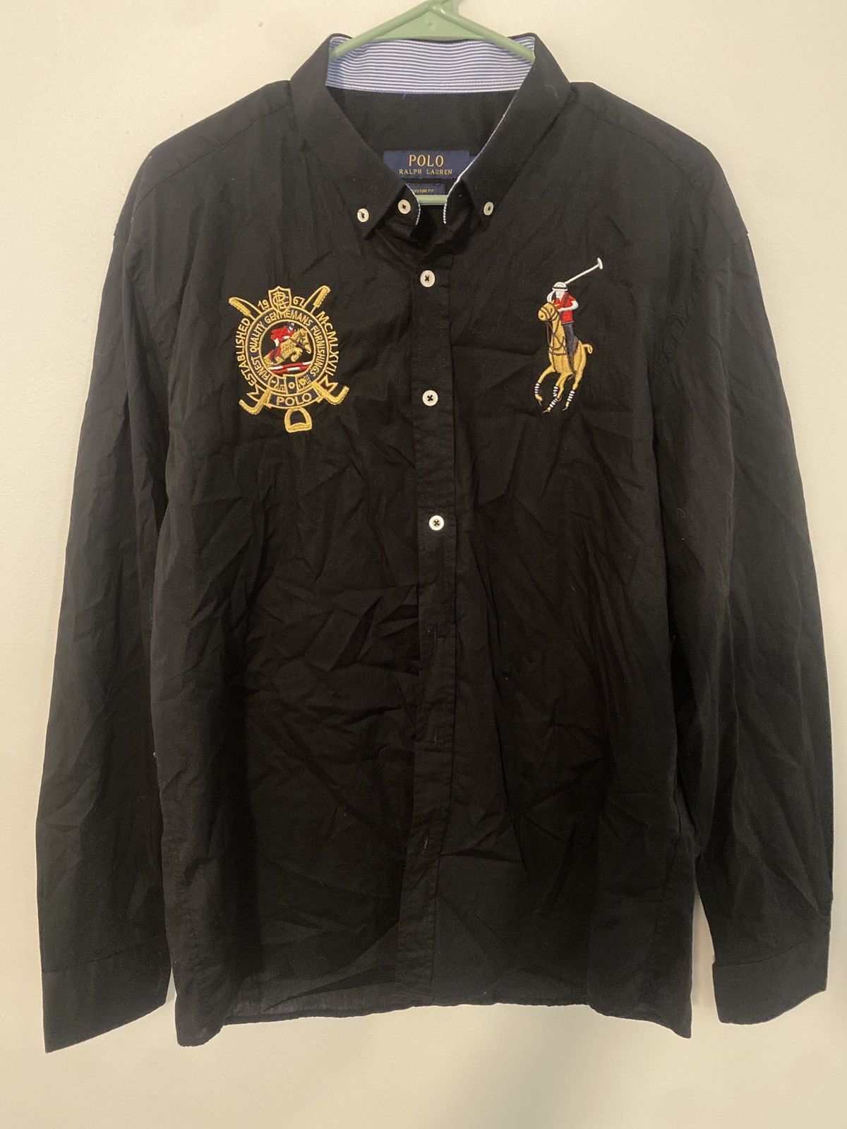 Polo Ralph Lauren Exaggerated logo - black long sleeve polo Size US M / EU 48-50 / 2 - 2 Thumbnail