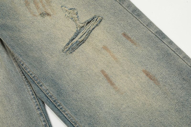Japanese Brand American men's loose straight leg washed distressed jeans Size US 32 / EU 48 - 5 Thumbnail