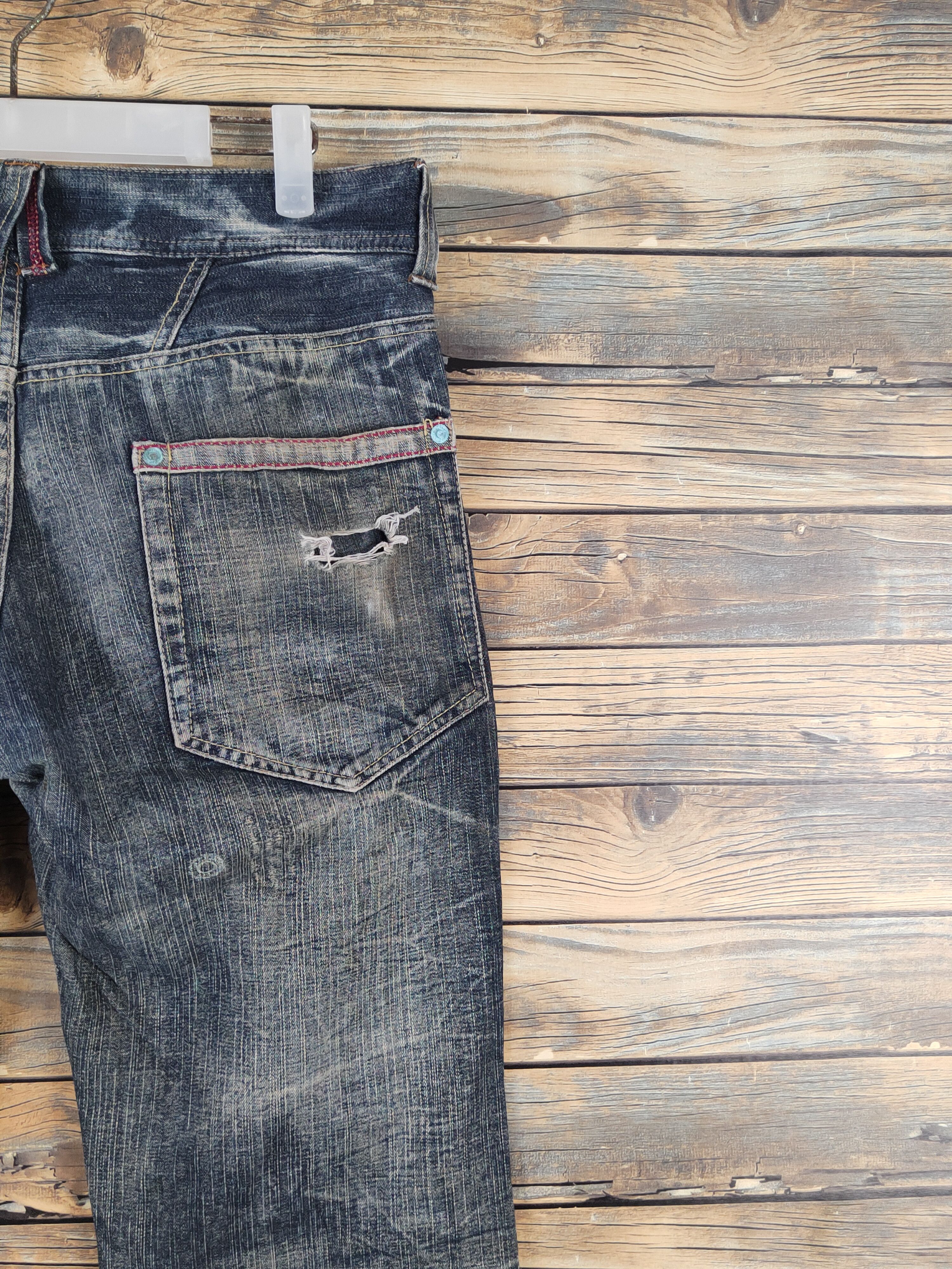 Japanese Brand Japan Dark Blue Distressed Ripped denim Jeans #W1386 Size US 32 / EU 48 - 11 Thumbnail