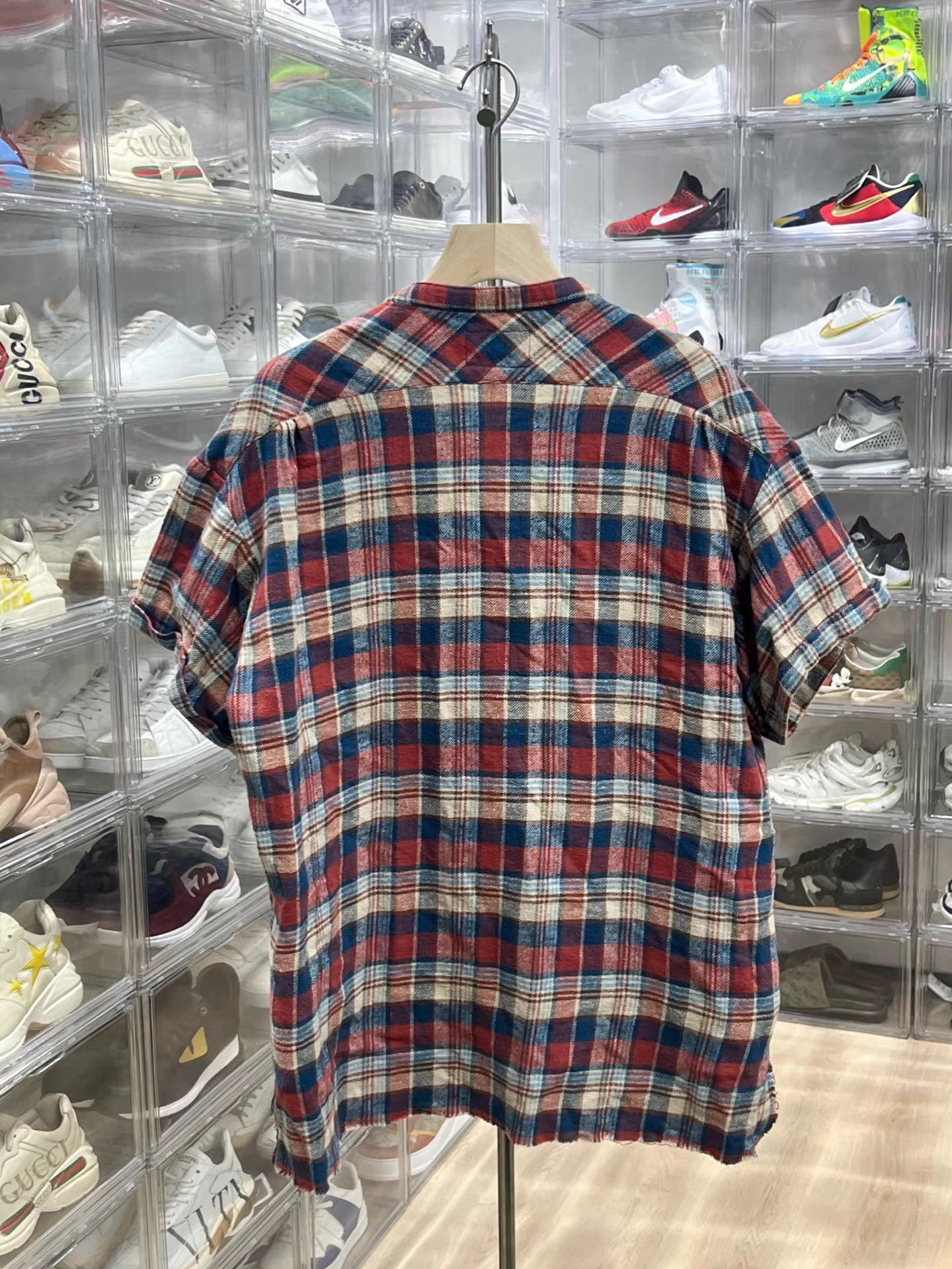 Greg Lauren Greg Lauren Vintage Plaid Distressed Short Sleeve Shirt K15 Size US XL / EU 56 / 4 - 5 Thumbnail