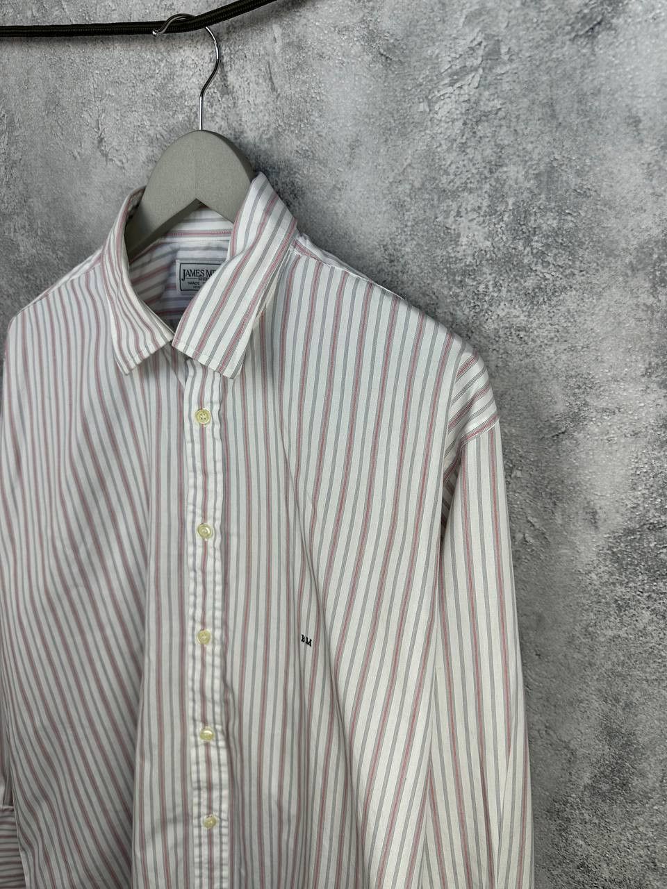 Designer James Meade Striped Dress Shirt LS Button Up Made in Britain Size US XL / EU 56 / 4 - 5 Thumbnail