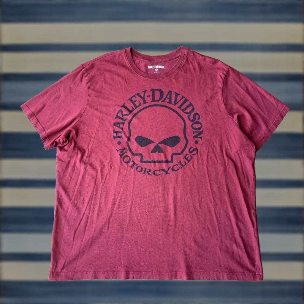 Harley Davidson Y2K Harley Davidson Skull Shirt - Vintage Red Biker Motorcycle Graphic Tee 3XL Size US XXL / EU 58 / 5 - 1 Thumbnail
