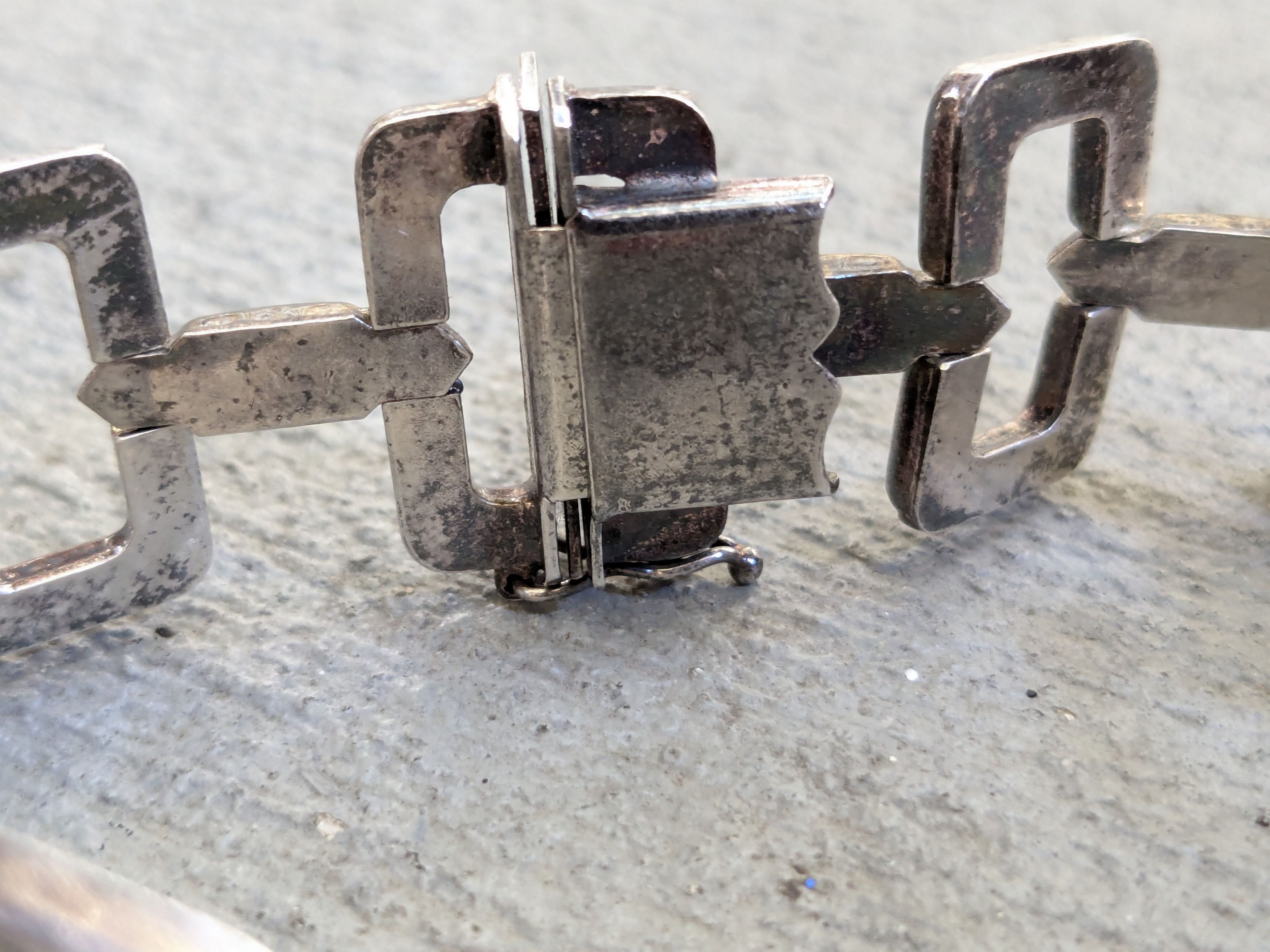 Vintage Vintage Sterling Silver Bracelet Rectangle Two Tone Italy Size ONE SIZE - 7 Thumbnail