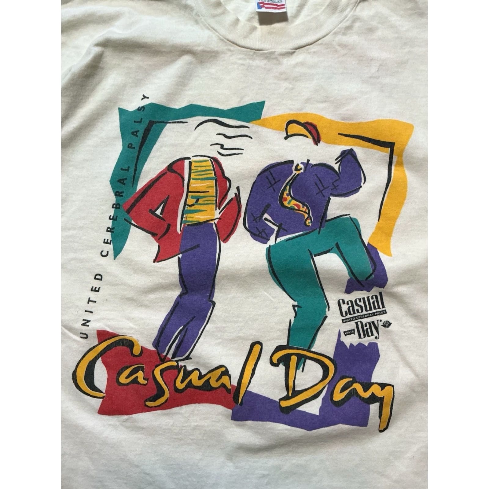 Fruit Of The Loom VINTAGE 90s Fruit Of The Loom Levis Casual Day United Cerebral Palsy Graphic T-Shirt XL White Mens Size US XL / EU 56 / 4 - 2 Thumbnail