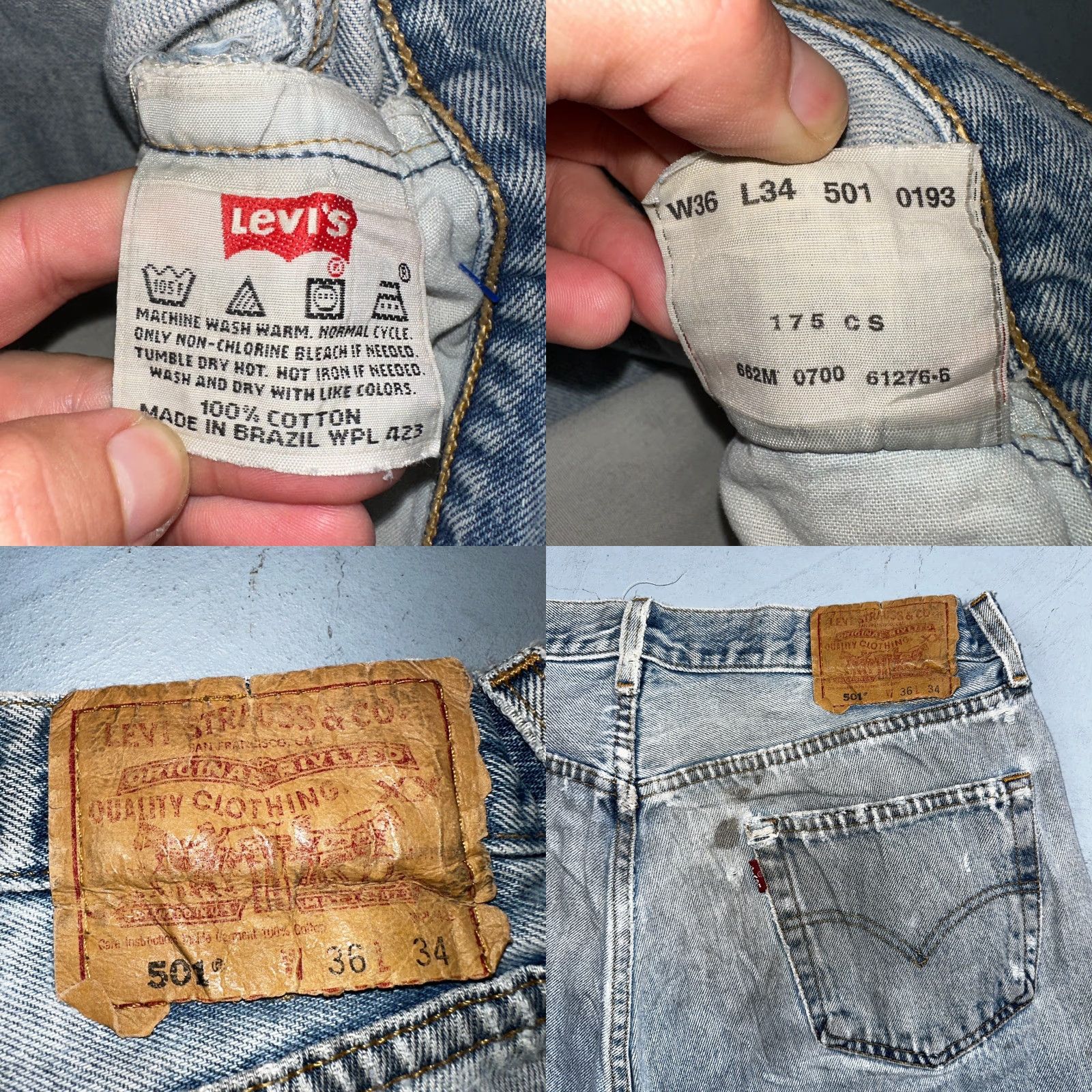 Levi's VINTAGE Levi's 501 Jeans Straight 36x34 Blue Light Wash 90s Womens/Mens? Size US 36 / EU 52 - 9 Thumbnail