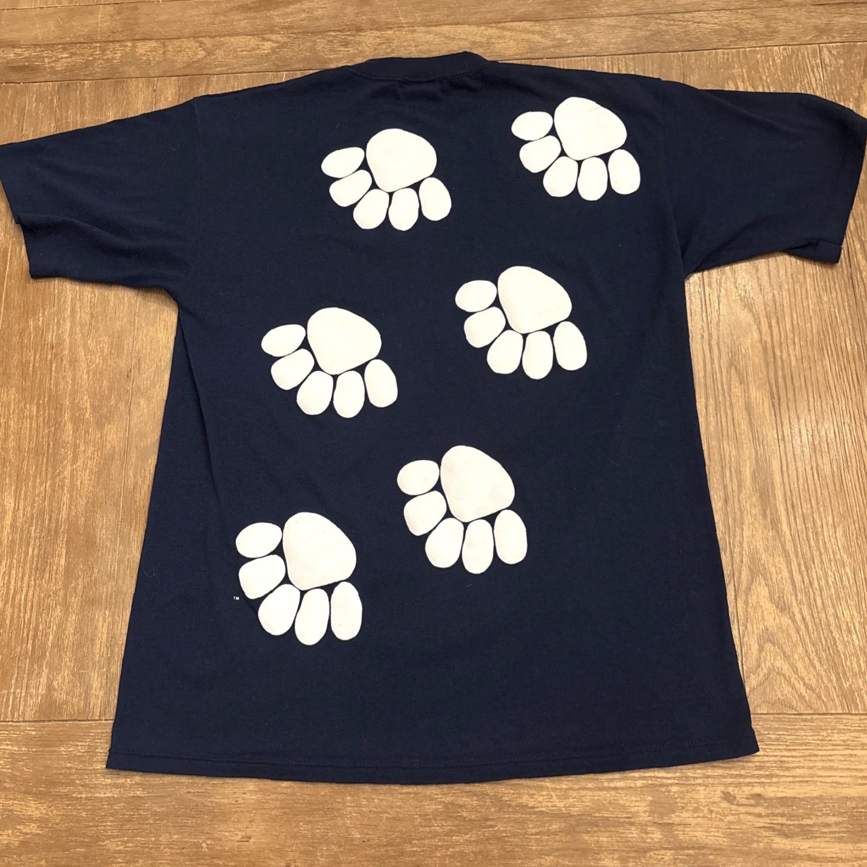Penn VINTAGE Penn State Nittany Lions T-Shirt Blue 50/50 Crew Neck Short Sleeve Large USA 2 Sided Paw Print Mens Size US L / EU 52-54 / 3 - 4 Thumbnail