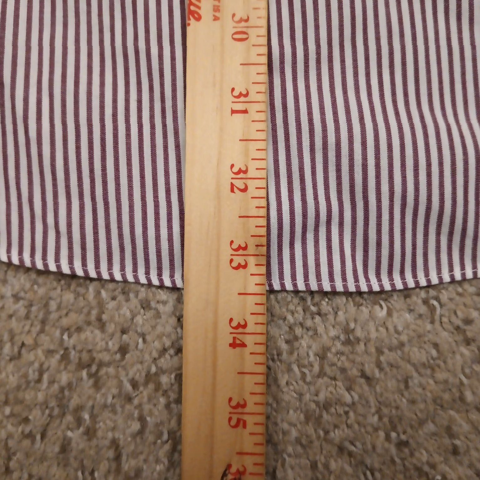 Stafford Stafford Shirt Mens 17.5 Red Striped Long Sleeve Button Up Easy Care Size US XXL / EU 58 / 5 - 7 Thumbnail