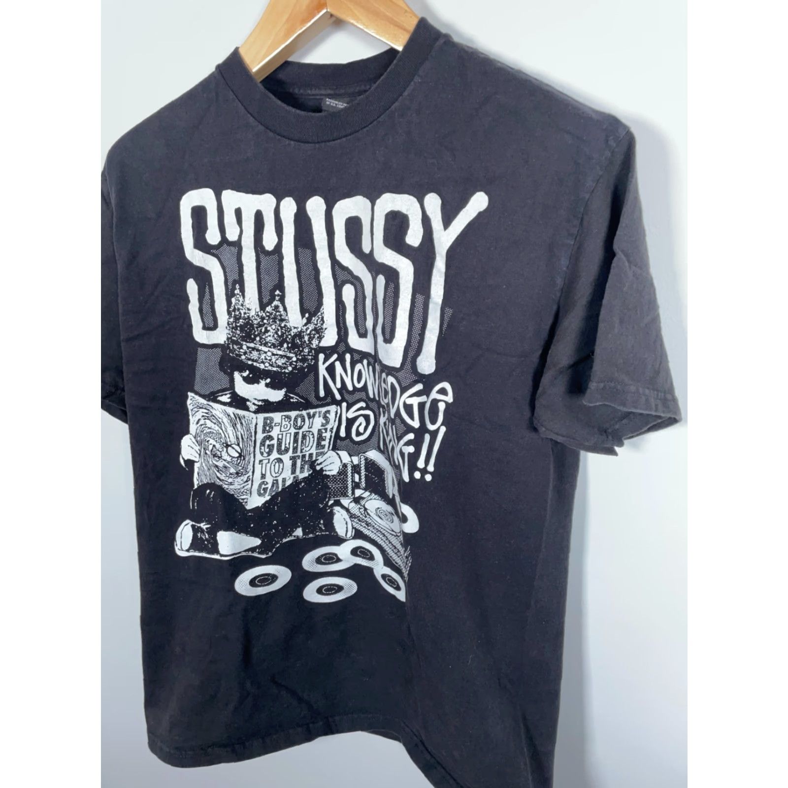 Doublet VTG Stussy Knowledge Is King T-Shirt Adult Large Black Double Sided B-Boy 90s Hip Hop Punk Mens T-Shirt Size US L / EU 52-54 / 3 - 7 Thumbnail