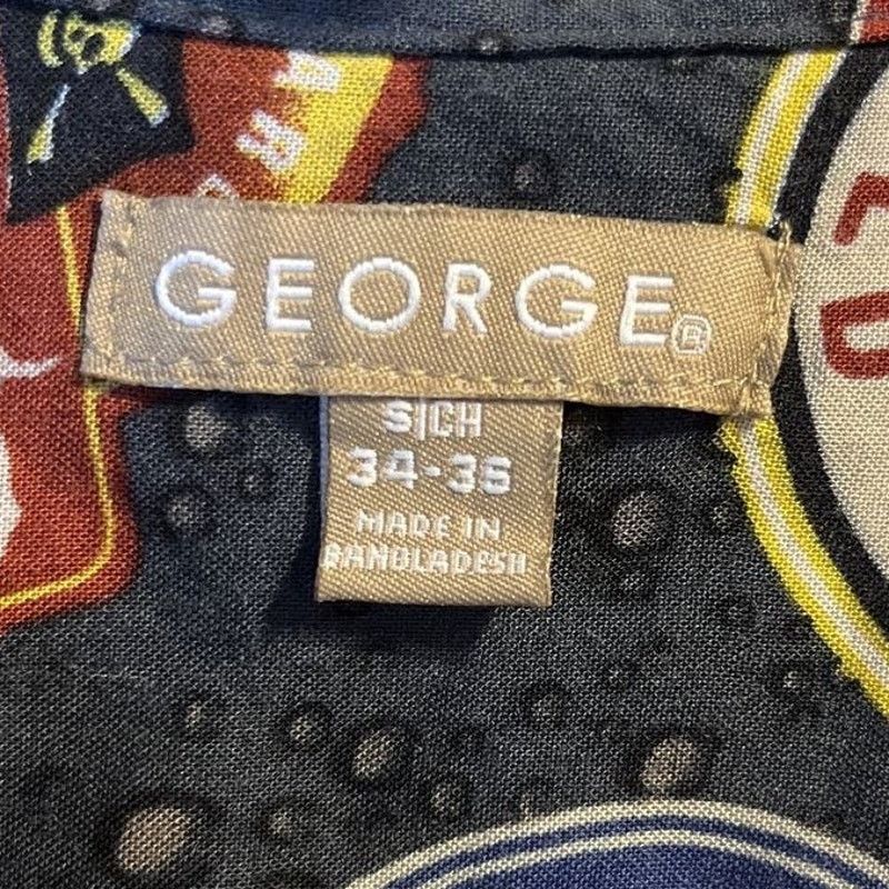 George George Men's Small 34-36 Gray Beer Print SS Rayon Shirt Size US S / EU 44-46 / 1 - 3 Thumbnail