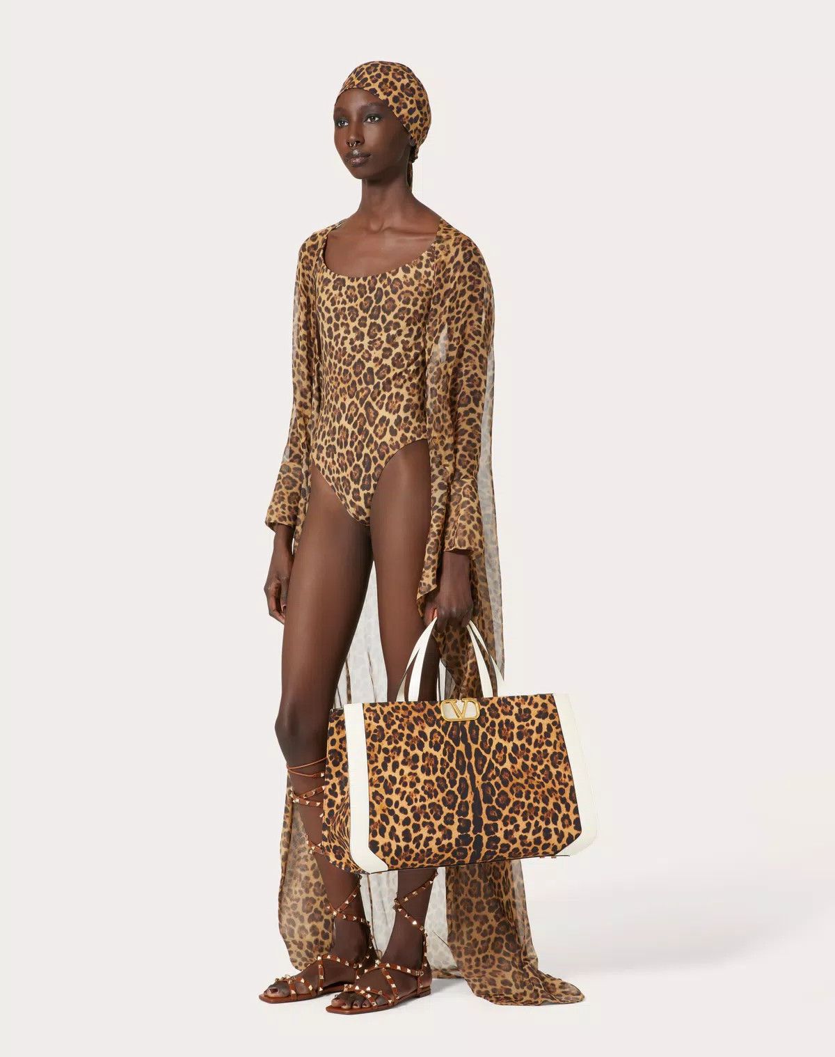 Valentino o1s1wg110625 Animalier Lycra Swimsuit in Leopoard/Brown Size XS / US 0-2 / IT 36-38 - 6 Thumbnail