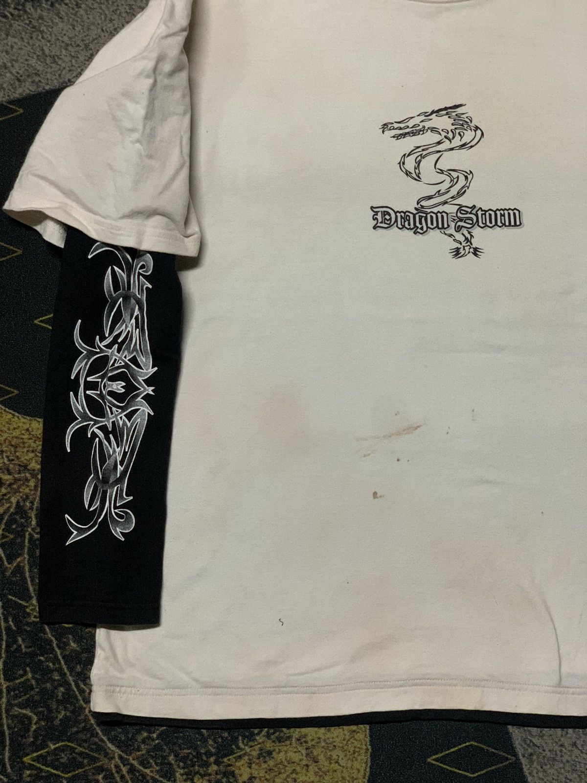 Affliction × Japanese Brand 💥Hill Crop Dragon Storm Layered Sleeves Tribal Design Shirt Size US XL / EU 56 / 4 - 4 Thumbnail