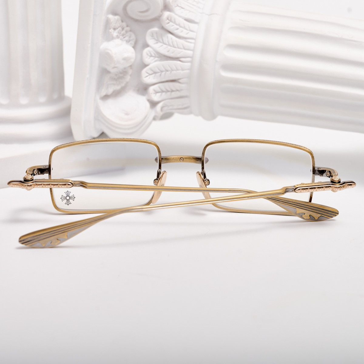 CHROME HEARTS BUCKLE RIDER ANTIQUE GOLD GLASSES